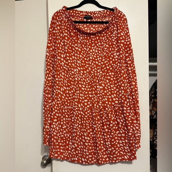 Boho Red Dotted Leopard Print Skirt A-line Midi - Picture 3 of 3